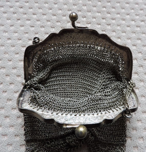 Antique Ladies Dance Purse Metal Silver Tone w Chain Early 1900's | eBay