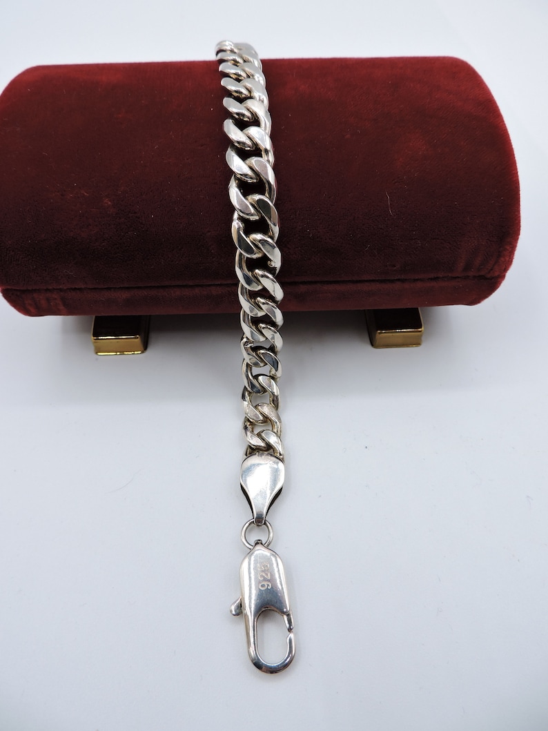 Large Link Sterling Silver Bracelet Unisex Jewelry 925 Gourmette Cuban Link Secure Clasp 8 Length by 38 Weighs 32 Grams