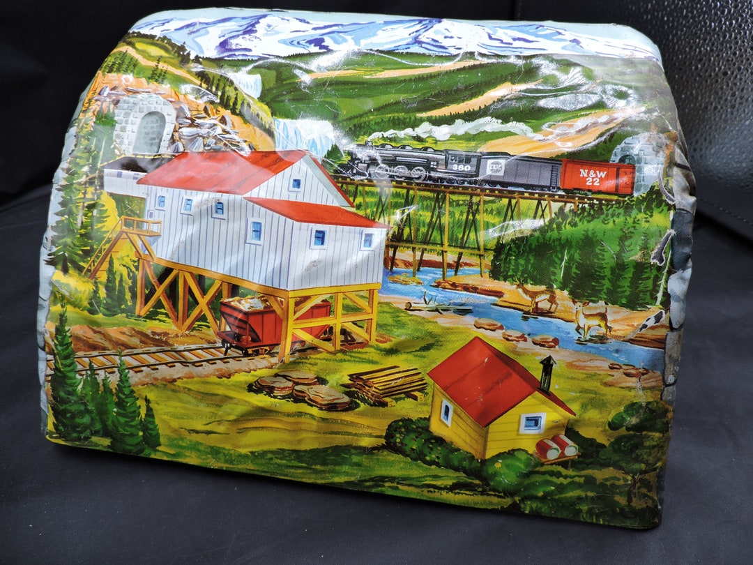 Vintage Mar Toy Train Model Railroad Tunnel Metal Tin Scenic Mountains