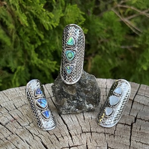 Armor Woven Sterling Silver Ring with Abalone Inlay