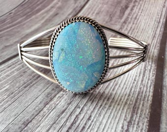 Opal Sterling Silver Cuff Bracelet