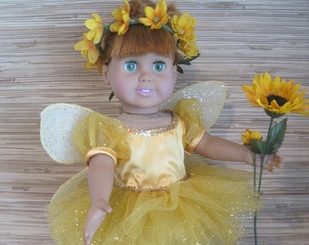 18" Doll Fairy Costume: Marigold, a garden flower