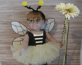 18" Doll Fairy Costume: Bumble Bee, a garden caretaker