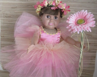 18" Doll Fairy Costume:  Begonia, a garden flower