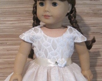 18" Special Occasion Outfit: Ivory & Gold Brocade Bodice with Metallic Mesh over Taffeta Skirt