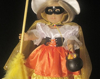 Candy Corn Witch Halloween Costume for 18" Doll