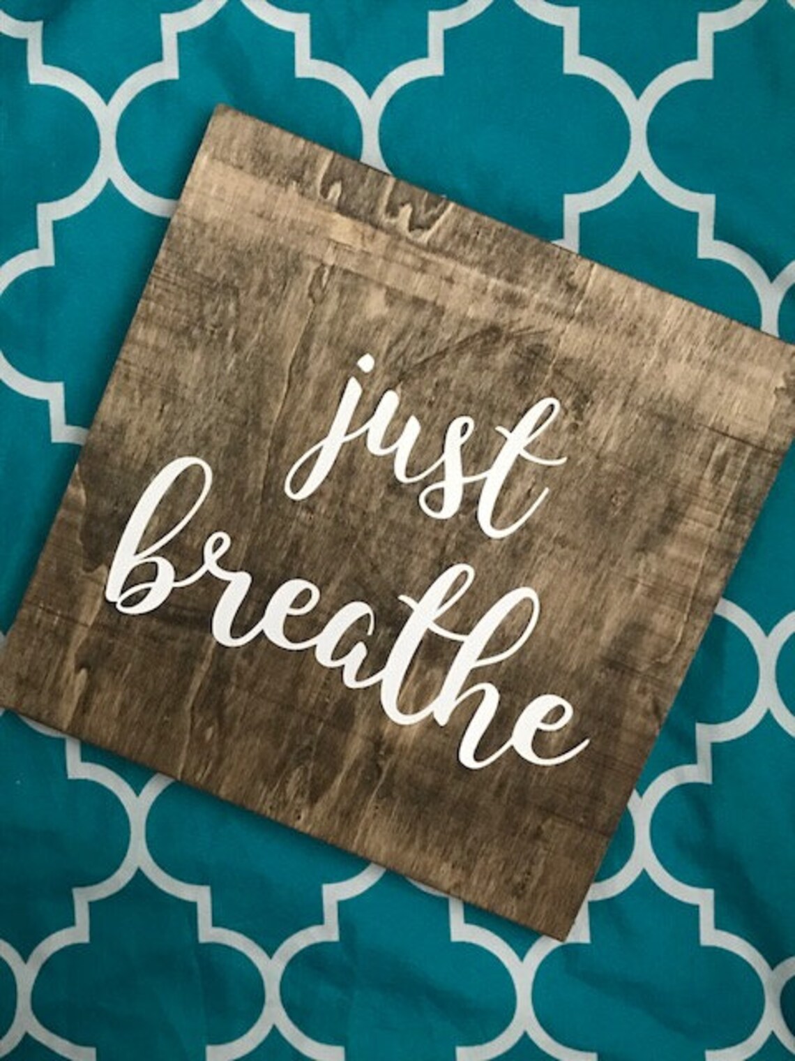 Just Breathe Rustic Wall Sign Inspirational Decor Mental Etsy