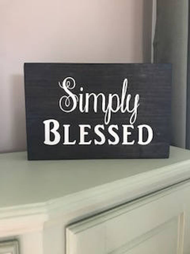 Simply Blessed Wood Box Sign Rustic Wood Wall Decor Black