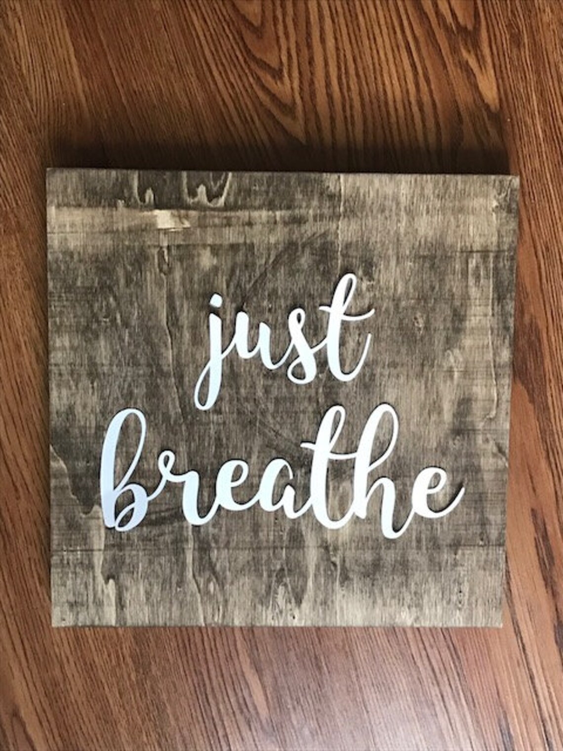 Just Breathe Rustic Wall Sign Inspirational Decor Mental Etsy