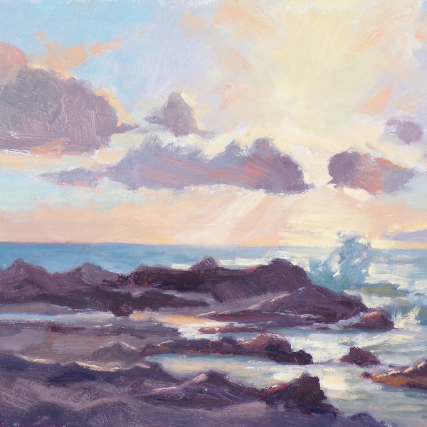 Maui memories// Sale, Original oil painting// Hawaii sunset//Kihei memory// seascape painting// impressionism