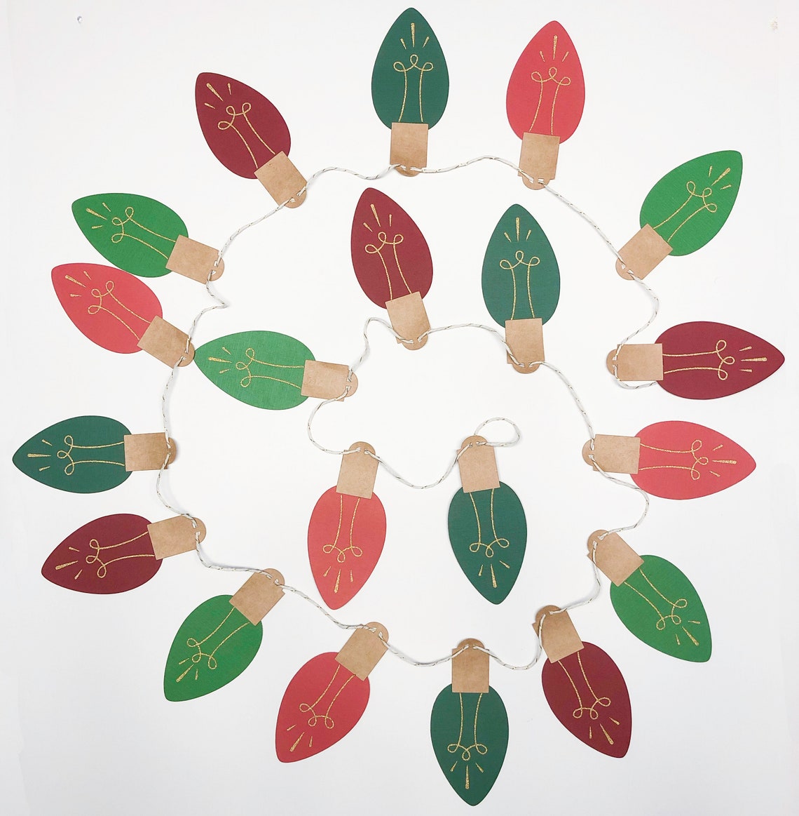 Paper Christmas Lights Garland / Vintage Style Party Decor / Etsy