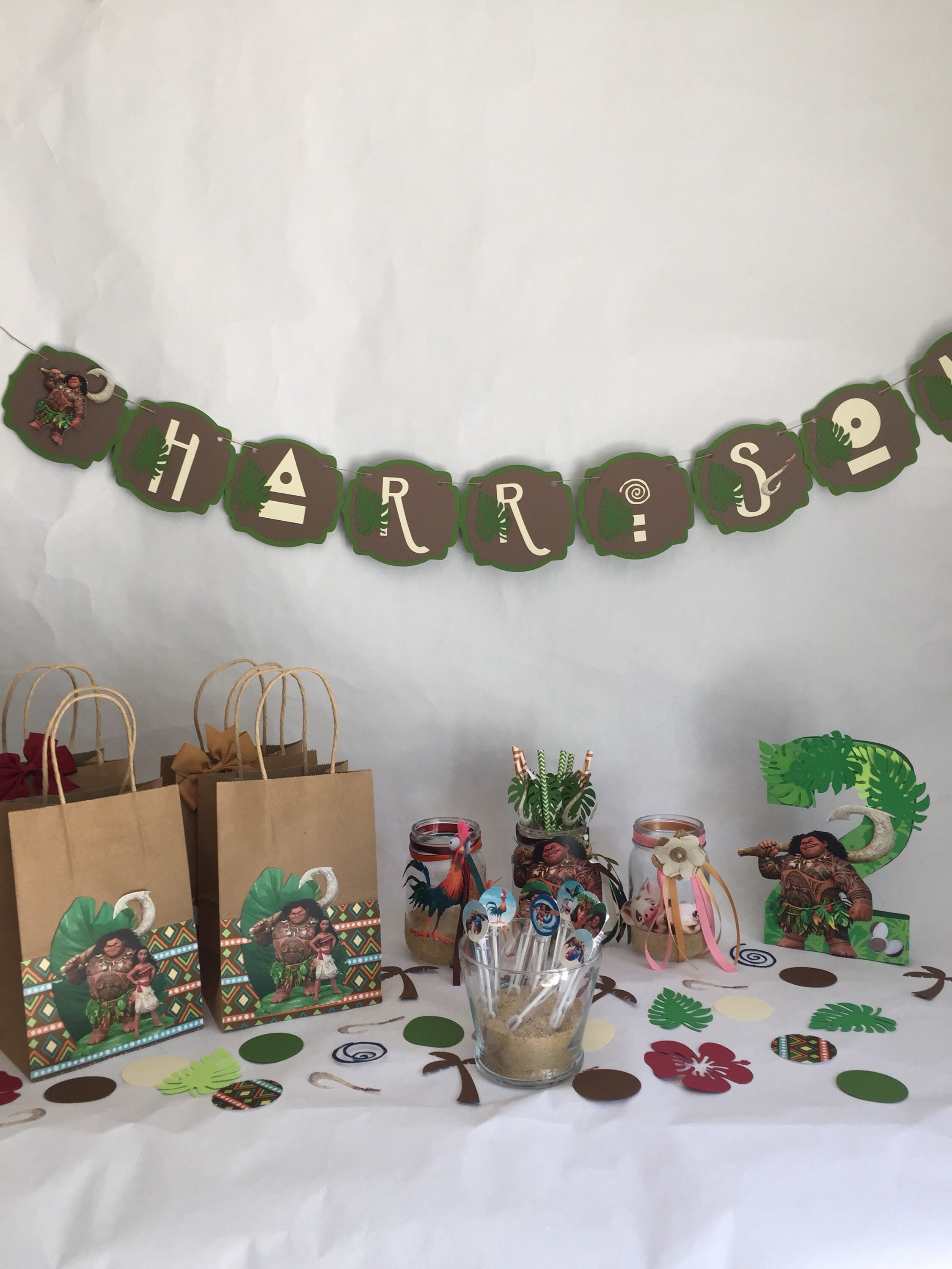 Maui birthday decorations Maui party package boy Moana Etsy
