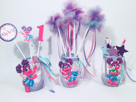 Abby Cadabby Decorated Mason Jar Three Jar Set With Glitter Etsy