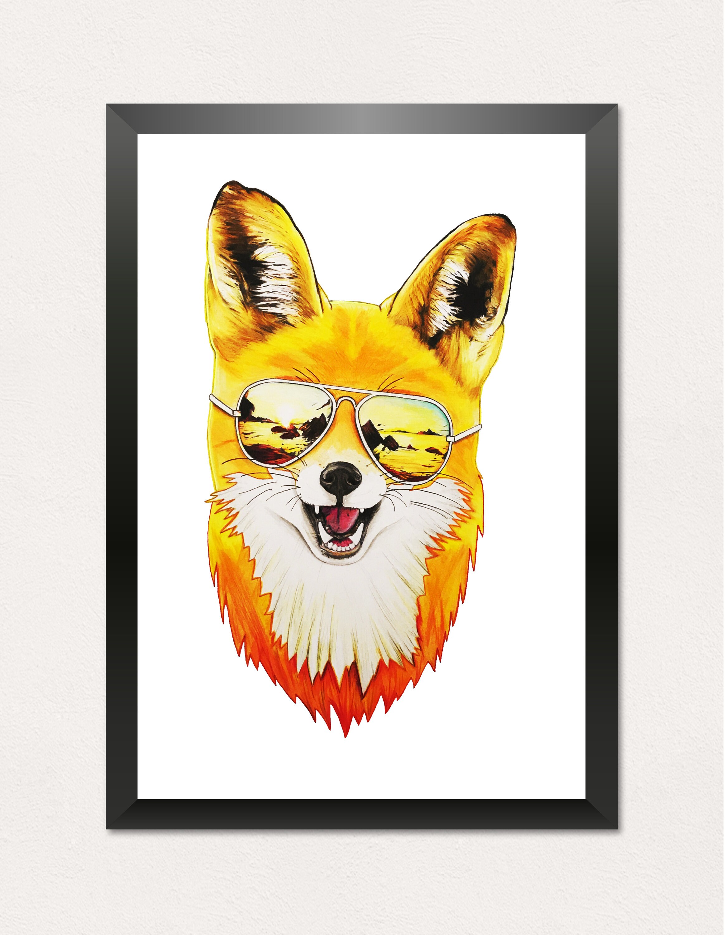 Fox Drawing Print - Etsy