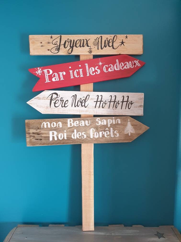Tableau Noël/ Décoration Fête/Maison/Panneau Directionnel