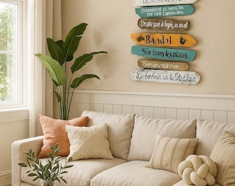 Customizable wall art in recycled wood – Handmade decorative panels – Unique gift, quote, name or custom message