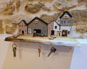 Key holder shelf in wall decoration and wooden key holder