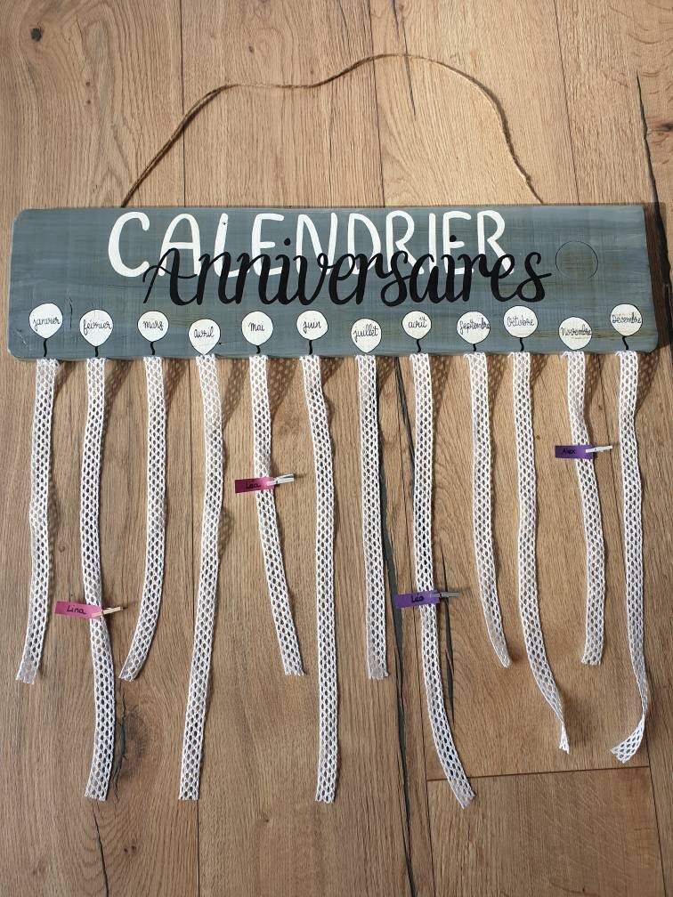 Calendrier Anniversaires/ Cadeau Noël/Décoration Bois/Birthday