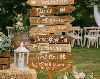 Set of personalized wooden signs/tabletop/arrows/wedding signs/ceremony/wedding arrows/wedding gifts/wall decorations/garden