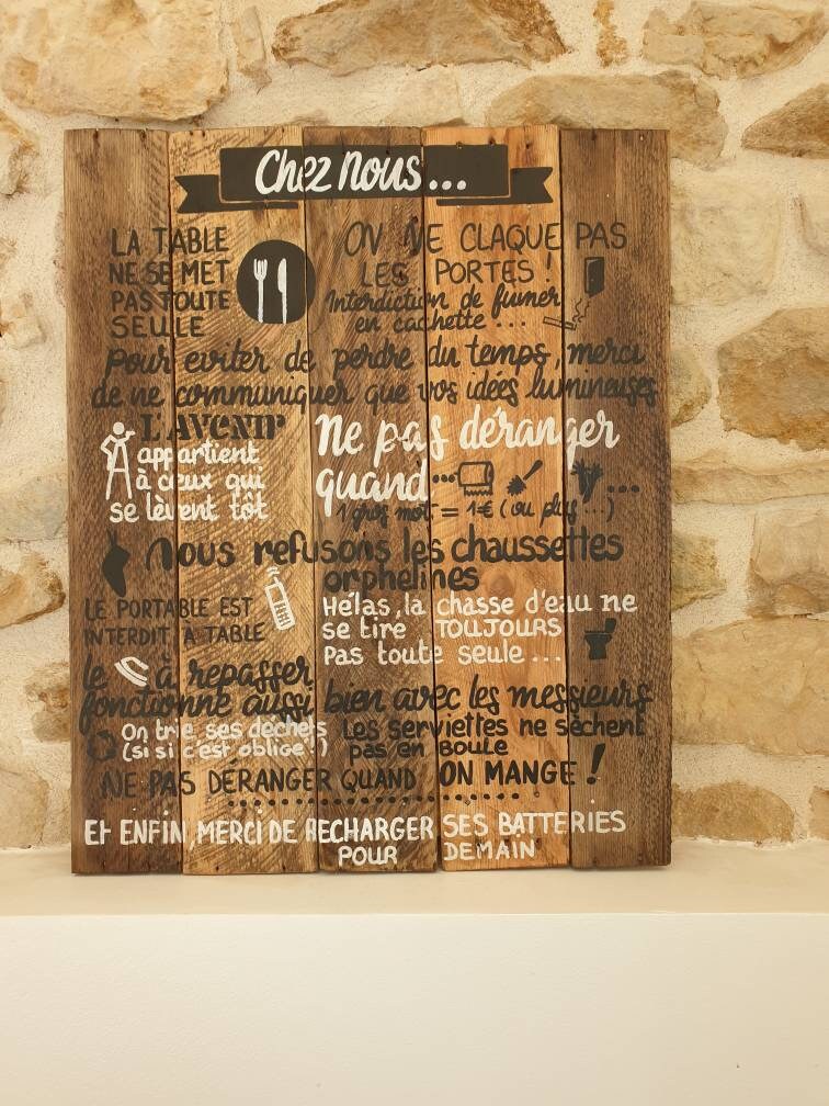 Tableau Les Règles de La Maison/Bois/Cadeau/Décoration