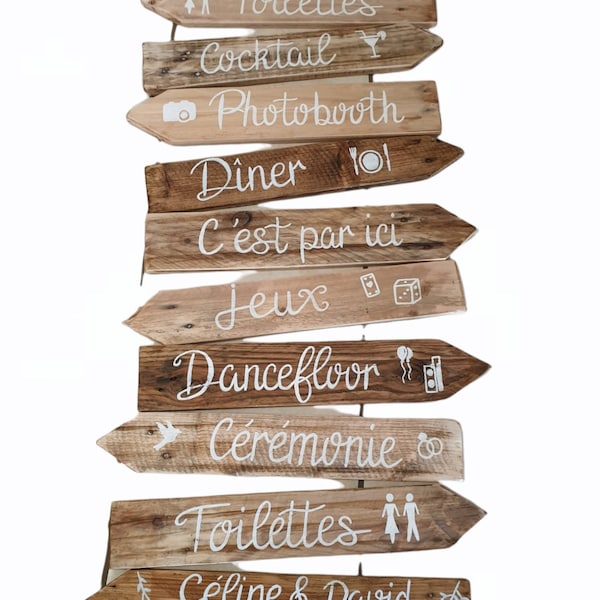 Lot planches personnalisées/ tableau/flèche bois/panneaux mariage/cérémonie/flèche mariage/cadeau mariage/décoration murale/jardin