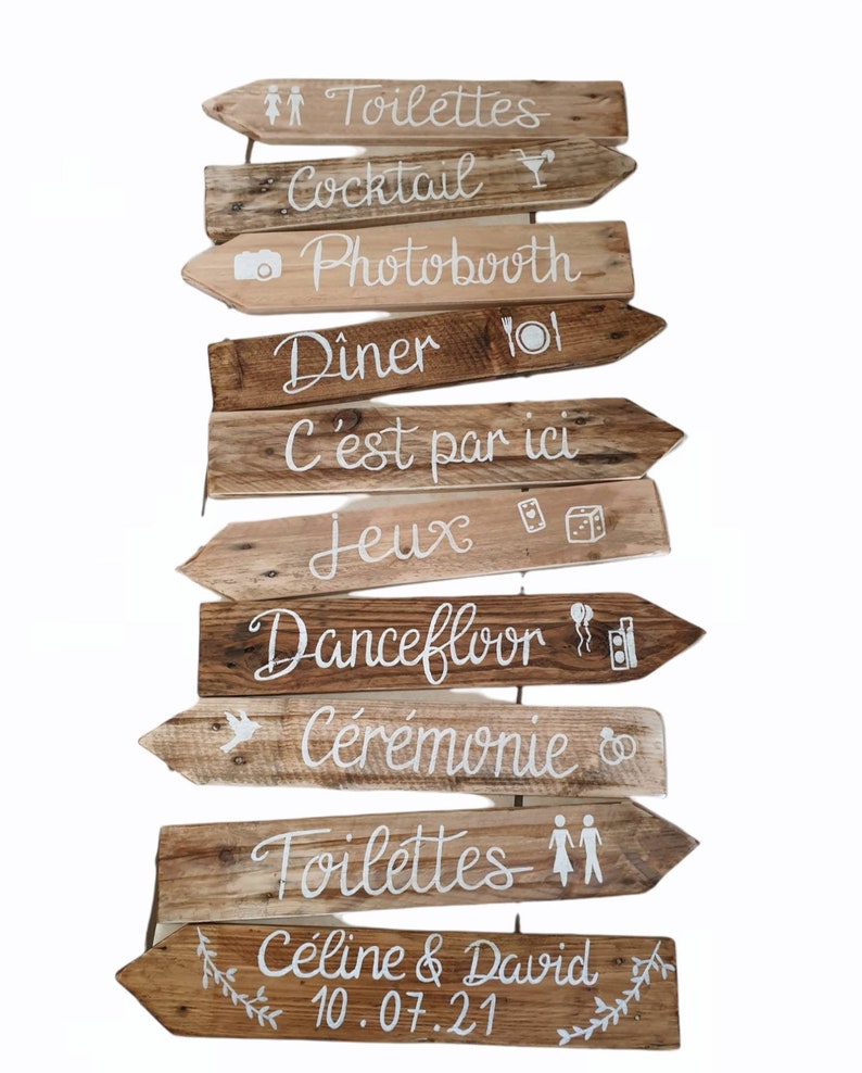 Lot planches personnalisées/ tableau/flèche bois/panneaux mariage/cérémonie/flèche mariage/cadeau mariage/décoration murale/jardin image 1