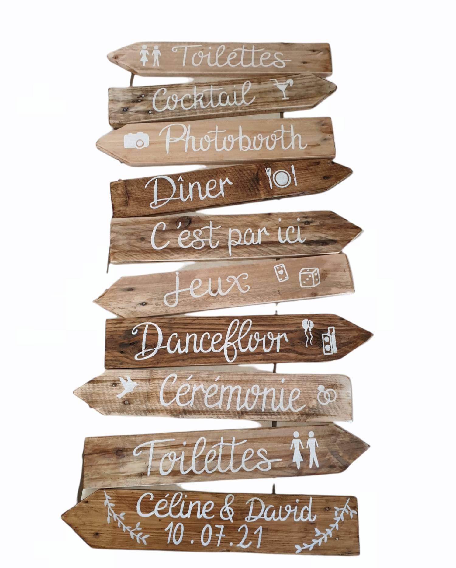 Lot Planches Personnalisées/ Tableau/Flèche Bois/Panneaux Mariage/Cérémonie/Flèche Mariage/Cadeau Ma