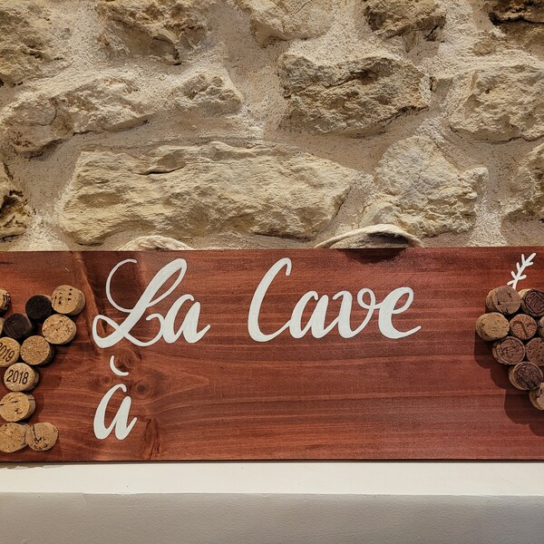 Pancarte personnalisée/bois/cadeau/Noël/bouchon de liège/la cave a vin/