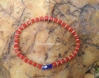 Yemaya boze oog goed geluk armband pols van Yemaya tegen het Harten van Chango Seed Corazon de Chango Cayajabo Guacalote