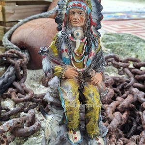 Indian Statue 9&quot; x 4&quot;~ Estatua de Indio ~ Santeria / Ifa / Yoruba 9&quot;L x 4&quot;W