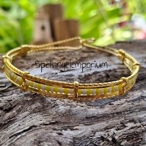 Ochun Blessed Gold Plated Ilde Bracelet ~ Ilde de Ochun Bañado en Oro Bendecido - Ide de Oshun - Oshun Ilde Bracelet - Santeria Ifa