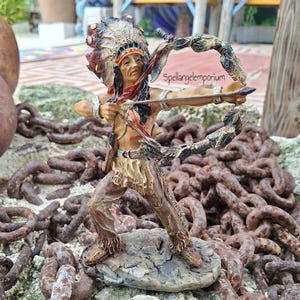 Indian Statue 9&quot; x 4&quot;~ Estatua de Indio ~ Santeria / Ifa / Yoruba 8&quot;L x 5&quot;W