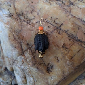 Two Faced Elegua Head Pendant with Red Bead Charm/Pendant ~ Dije de Elegua de dos Carass con Cuenta Roja