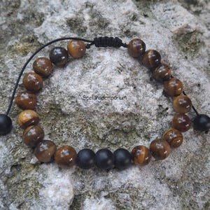 Chango Tiger Eye Adjustable Blessed Bracelet  ~  Shango Blessed Bracelet -  Tiger Eye with Lava Rock Blessed Bracelet Santeria / Ifa /Yoruba