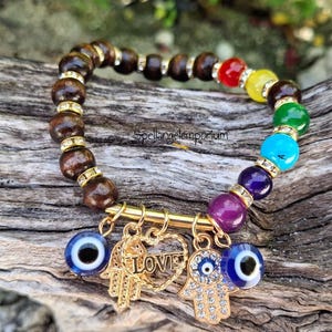 7 African Powers Blessed Elastic Bracelet - Pulso de las 7 Potencias Africanas contra Mal de Ojos ~ Bendecida Santeria Palo Yoruba