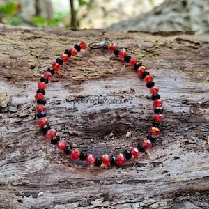 Elegua Blessed Glass Bead Bracelet 7&quot;~ Pulso de Elegua Bendecido 7&quot; ~ Ilde de Elegua - Ilde de Eshu - Santeria / Ifa / Yoruba~ Ilde Eleggua