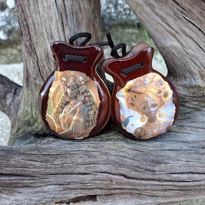 Ochun Blessed decorated castanets - Castañuelas decoradas de Ochun Bendecidas ~Santeria / Ifa / Yoruba Oshun decor Oshun