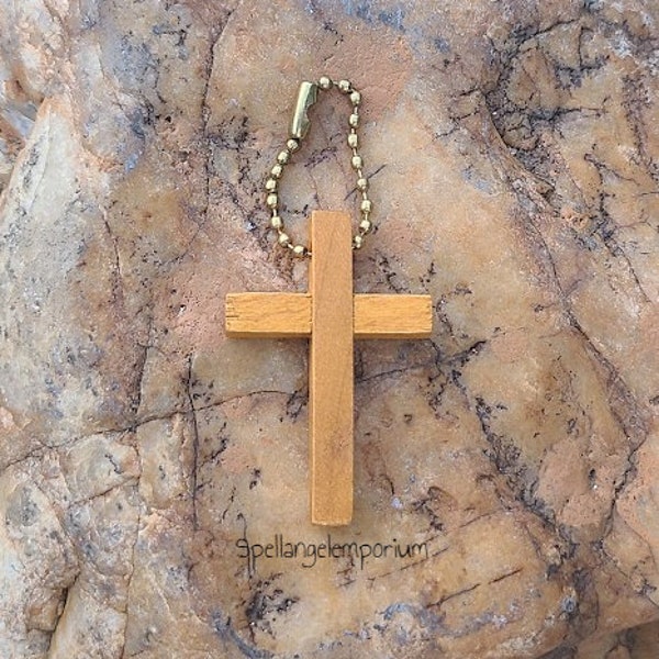 Cedar Cross for Key Chain Blessed / Cruz de Cedro para Llavero Bendecido