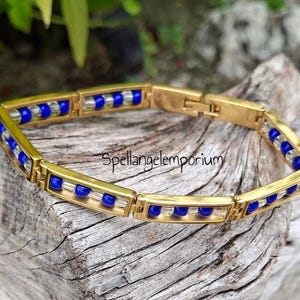 Yemaya Blessed Stainless Steel Gold Plated Gold Overlay Ilde Bracelet ~ Ilde de Yemaya Bañado en Oro Bendecido -Santeria Ifa