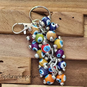 Evil Eye Key Chain Hand Painted ~ Llavero de Mal de Ojos Pintado a Mano ~Evil Eye / Mal de Ojo ~Santeria / Ifa