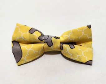 Elephant Bowtie, Yellow Infant Bowtie, Toddler Bowtie, Bowtie, Necktie, Tie, Baby Clothes, Baby Bowtie, Babbles by Josh