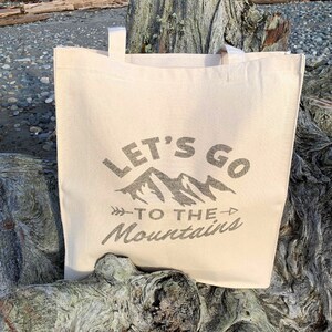 Reusable Shopping Bag - Mountains  14&quot;X15&quot;X4&quot;, Grocery Bag, Farmers Market Bag, Reusable Bag, Tote Bag, Heavy Canvas Totebag, Shopping Tote
