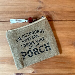 Mini Beutel - Outdoorsy 5,5 "X 4,5, rustikal, Geldbörse, Reisetasche, Brautjungfer Geschenk, Reißverschlussbeutel, Wein-Liebhaber-Geschenk, Wein