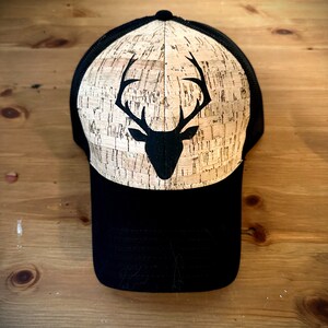 Trucker Cap, Cork, Mesh Trucker Hat, Baseball Cap, Outdoorsman, Outdoors, PNW, Hipster, Deer, Hand painted, Modern Hat, Stag, Modern Cap