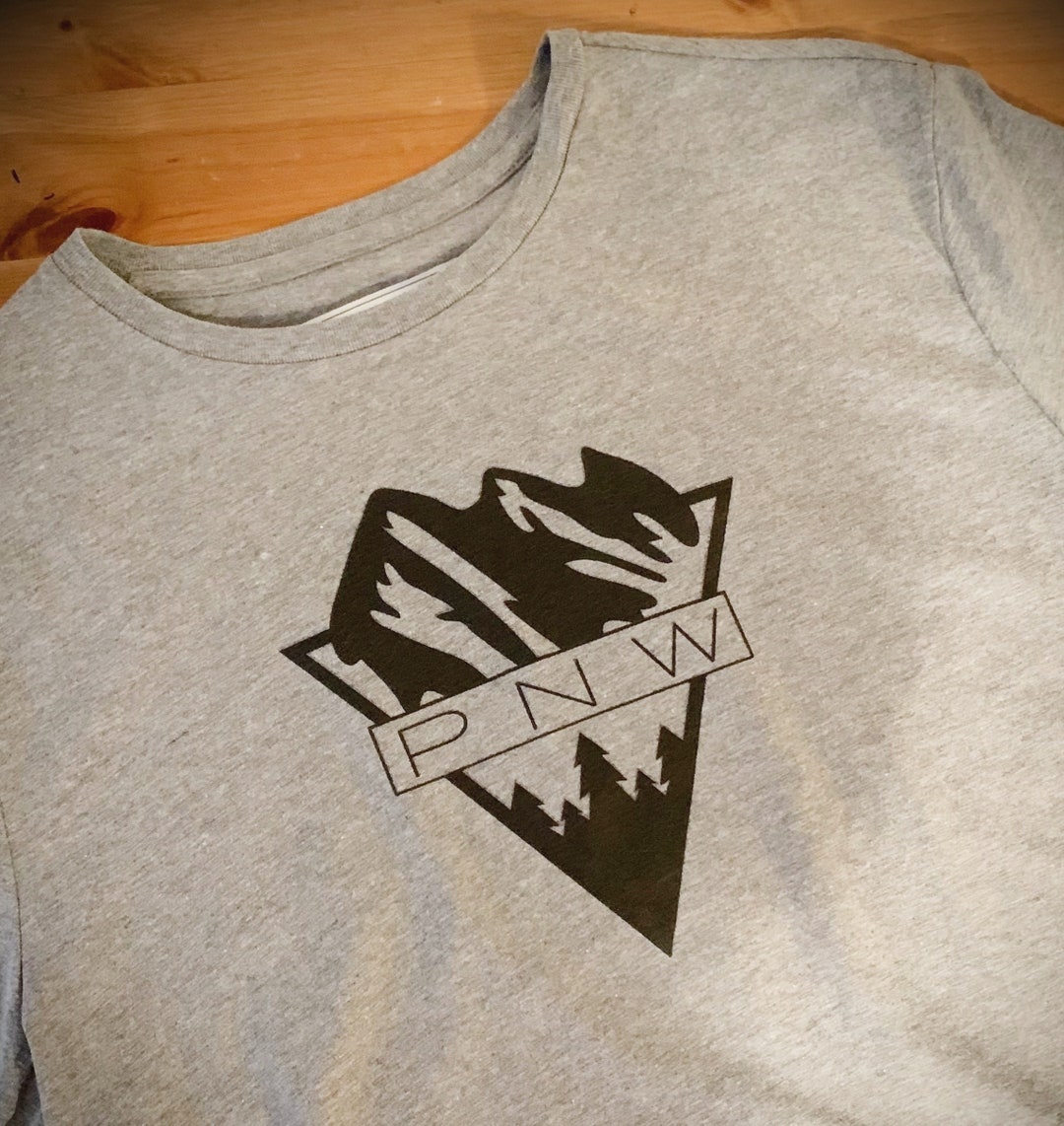 Men's Grey Graphic Tee PNW, Dad Tee, Graphic Tee Shirt, Men's Tshirt
