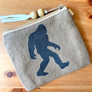 Mini Bigfoot Beutel - 5,5 "X4,5, rustikal, Geldbörse, Münzbeutel, Reisetasche, Brautjungfer Geschenk, Groomsmen Geschenk, Beutel mit Reißverschluss, kleiner Beutel