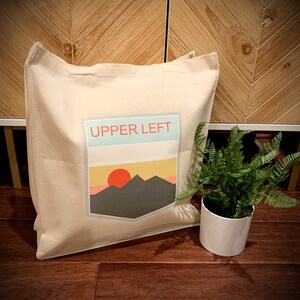 Reusable Shopping Bag - Upper Left, 14&quot;X15&quot;X4&quot;, Grocery Bag, Farmers Market Bag, Tote Bag, Canvas, Beach Bag, Eco, PNW, Pacific Northwest