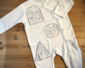 Baby Romper, Camping, Baby Shower Gift,  Clothes, Infant, Newborn, Sleeper, One Piece, Pacific Northwest Baby, PNW