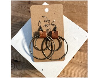Doppel Ring Ohrringe, Modern, Industrial, Accessoires, Nickel frei, PNW, pazifischer Nordwesten, Ohrringe, Modeschmuck, Leder