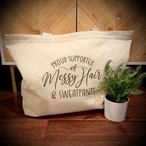 Reusable Shopping Bag-Messy Hair, 22.5&quot;X17&quot;X5.75&quot;, Large Grocery Bag, Farmer&#39;s Market, Tote, Canvas, Beach Bag, Sweats, Large Tote, Yoga Bag